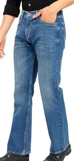 Mid-Wash Straight Jeans